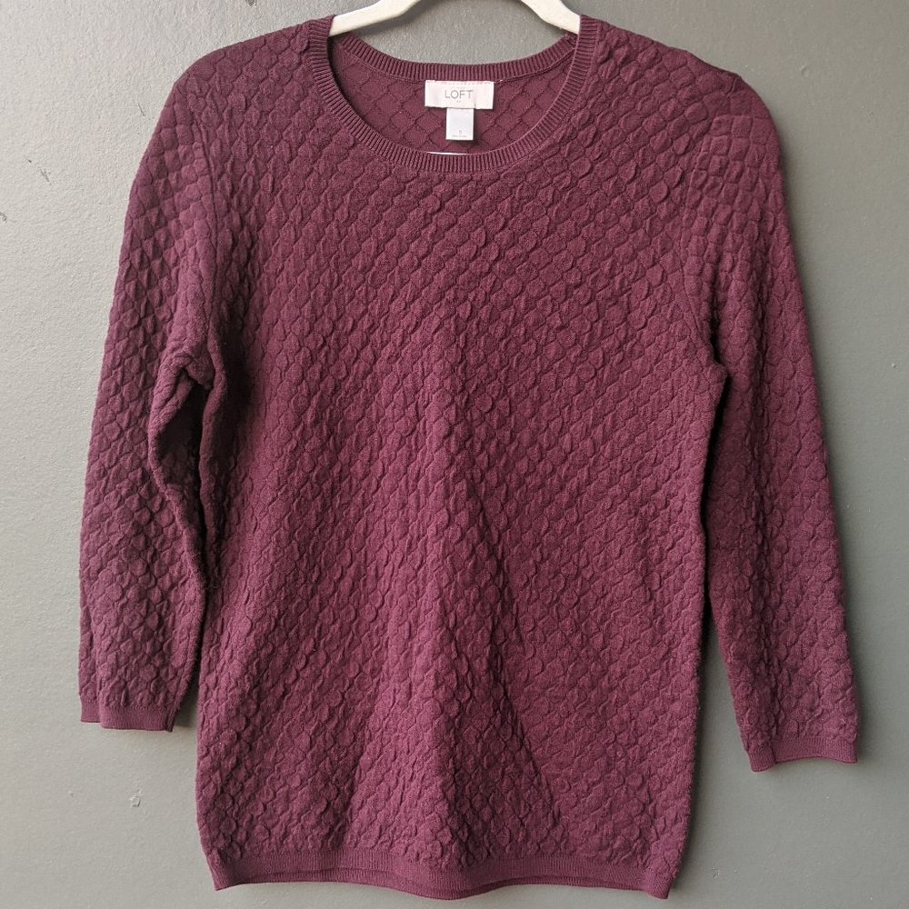 NWOT | LOFT | Quilted Crew Neck Sweater